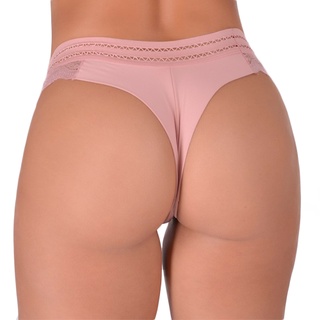 Kit 5 Calcinha Fio Dental Fio Duplo Lingerie Com Renda e Elástico na Cintura Tanga Feminina