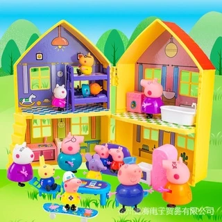 Peppa Porco Luxuoso Casa Brinquedos De Dupla Face Festa De Aniversário Da Família Figuras De Ação Educacional Boneca Infantil