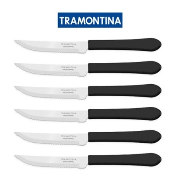6 Faca De Mesa Inox Tramontina Leme Preto 23180404