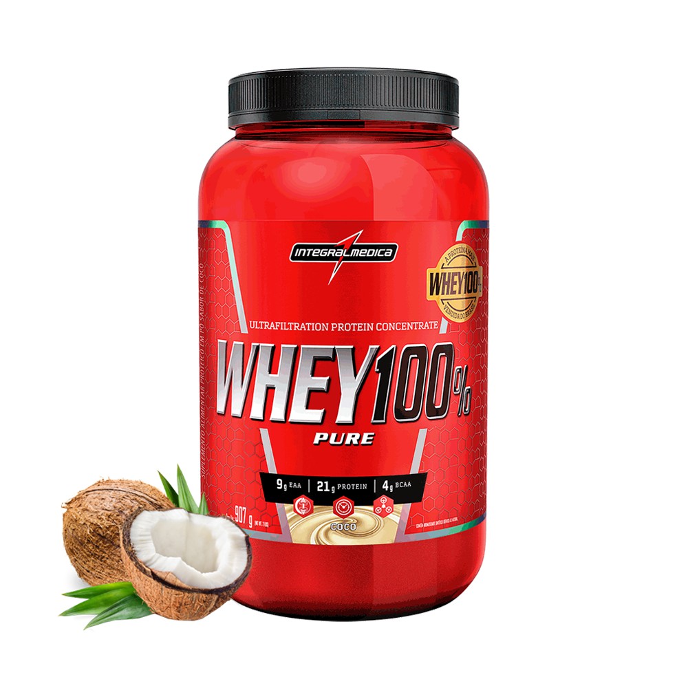 Whey Protein 100% Pure 907g Pote - Coco - Integralmedica | Shopee Brasil