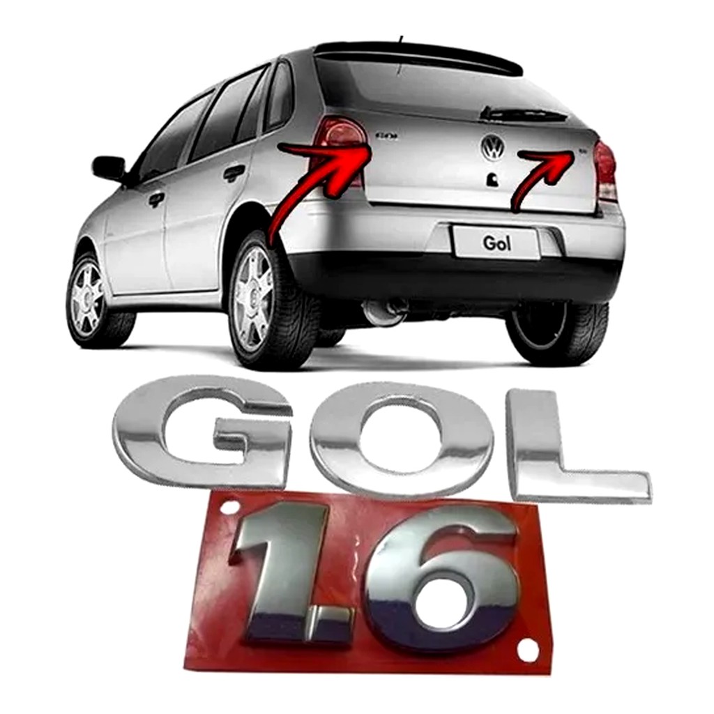 Kit Emblema Original Vw Gol G3 G4 G5 G6 1.6 Cromado Adesivo PROMOÇÃO IMPERDÍVEL