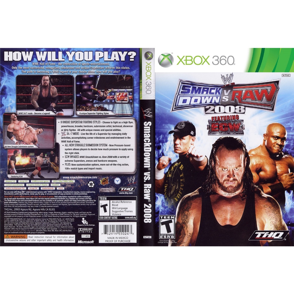 Wwe Smackdown Vs Raw 2007 e 2008 (xbox 360) | Jogo de Videogame Xbox