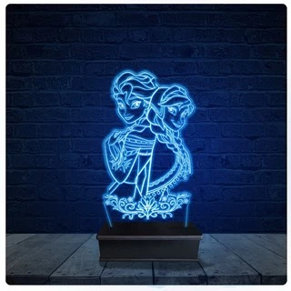Luminária Led Acrilico Abajur - Elsa Frozen Disney