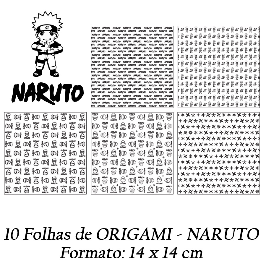 Folha de Origami Anime NARUTO Preto e Branco 14 x14 cm | Shopee Brasil