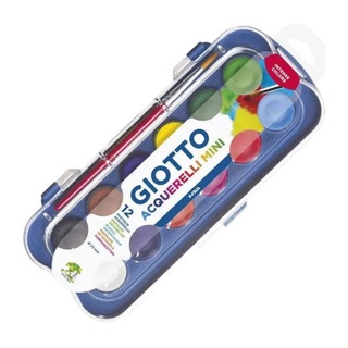 Aquarela Escolar em Pastilha GIOTTO Mini 23mm c/ 12 cores + 1 Pincel