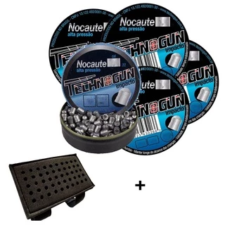 5 Latas de Chumbinho Nocaute 5.5mm 625 Unidades – Technogun + Porta Chumbo em Oferta na Shopee