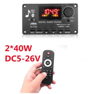 Módulo Amplificador 2x40w mp3 Player Bluetooth 5.0 Placa Decodificador 5V-26V Para Carro/FM/Rádio mp3 Players