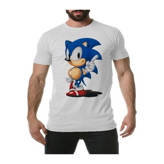Camiseta infantil Sonic de paetê vai e volta cinza, SEGA