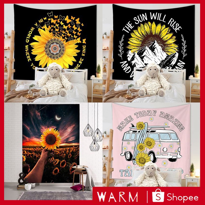 Série De Arte Tapeçaria Girassol Pano De Parede Simples Fundo Decorativo Personalizado