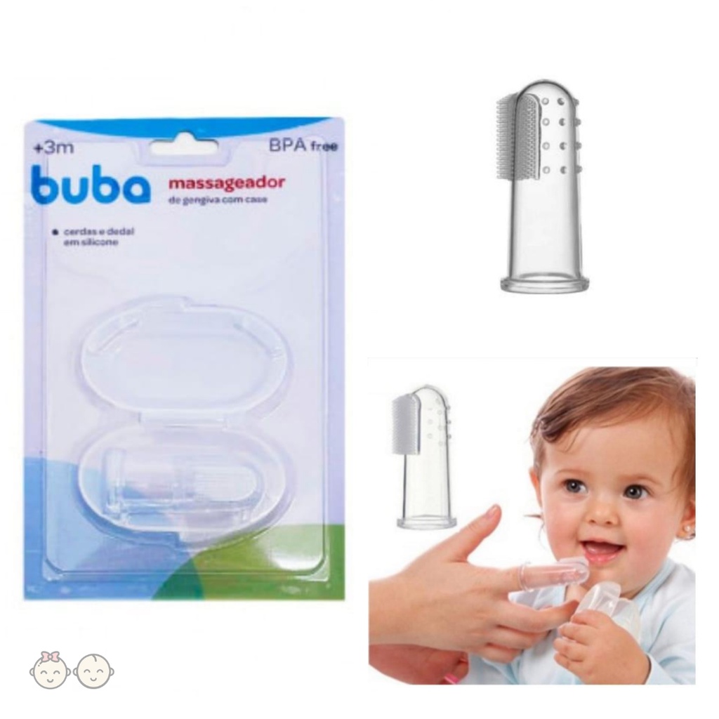 Massageador de gengiva silicone bebê dedo escova dental buba | Shopee ...