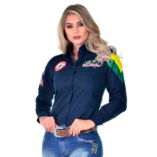 Camisa country lançamento radade manga longa brands bordada Feminina