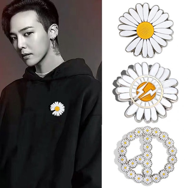 KPOP G-Dragon Daisy Flower PMO Broches De Metal Pinos Bolsa