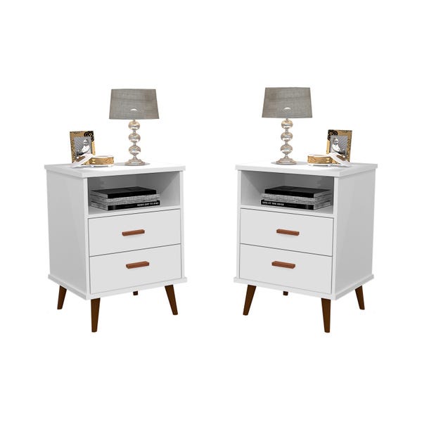 Conjunto 2 Mesas de Cabeceira retro Itália Branco