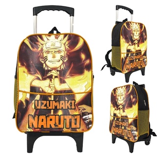 Mochila Escolar Naruto Uzumaki Desenho Rodinha G Meninos - Kids