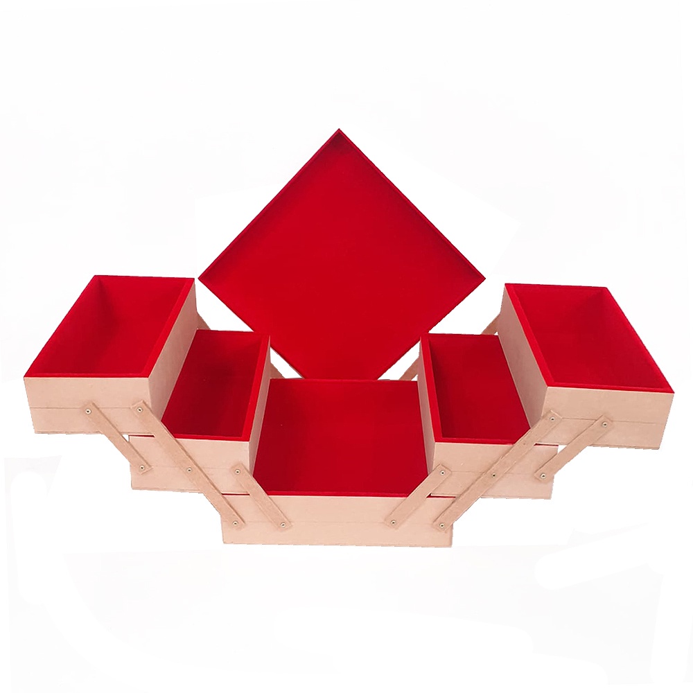 Maleta Porta Maquiagem P Flocado 20x20x16 - MDF Madeira