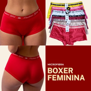 Kit 3 Cueca Boxer Feminina, Short, Microfibra, Lingerie