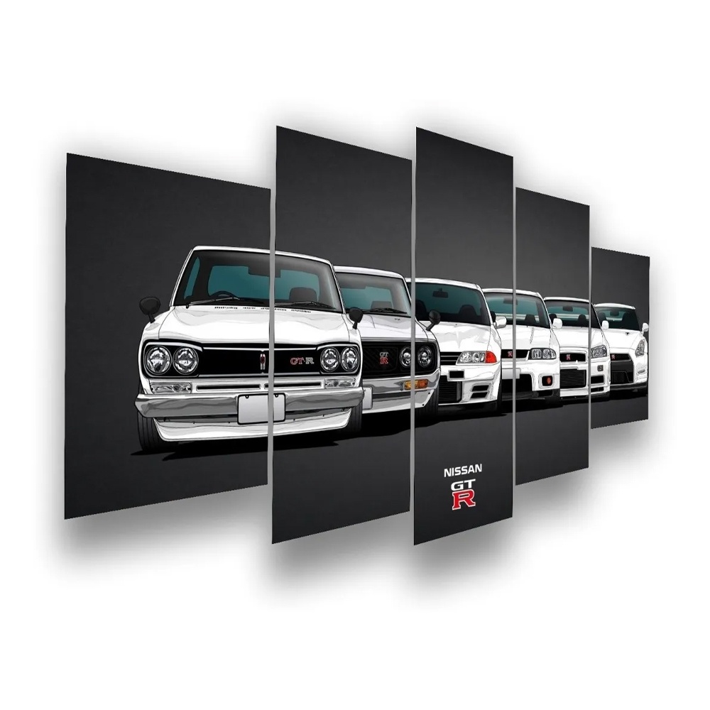 Quadro Carro Gtr Nissan 5 Peças Quarto Sala 115cm X 60cm