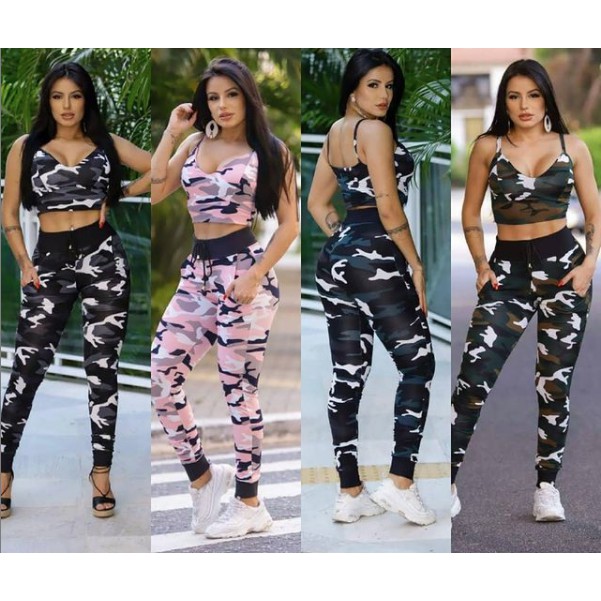 Leggings com estampado camuflagem  Leggings desportivos e joggers