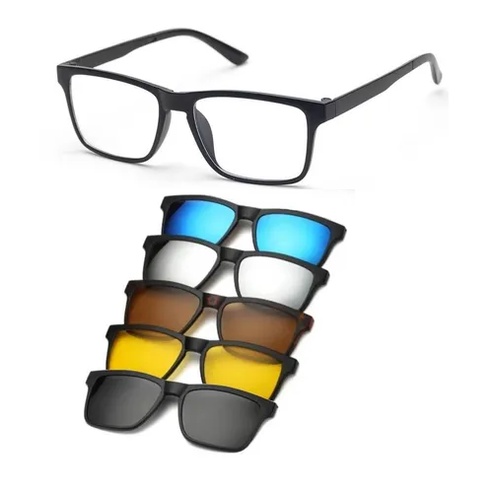 Óculos de sol polarizados com lentes 5 em 1 com 5 clipes
