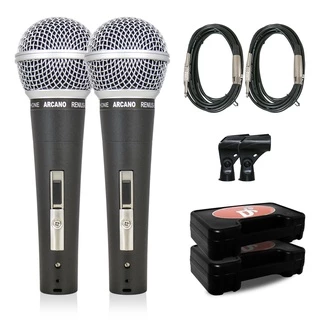 Kit 2 microfones dinâmicos Arcano Renius-8 com fio XLR-P10