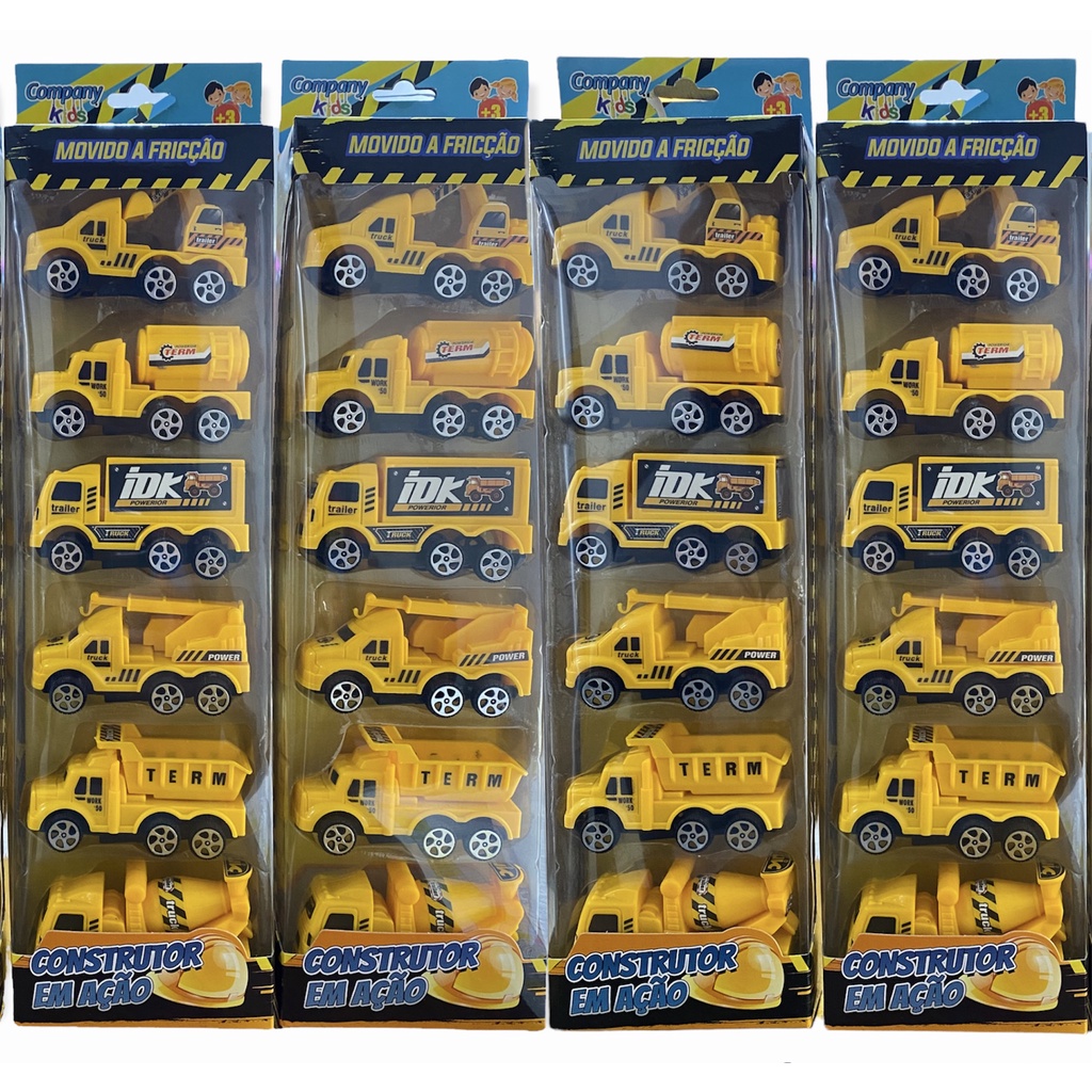 Kit 6 caminhões construção fricção (Tipo hotwheels) brinquedo