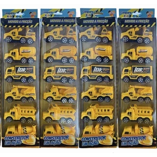 Kit 6 caminhões construção fricção (Tipo hotwheels) brinquedo