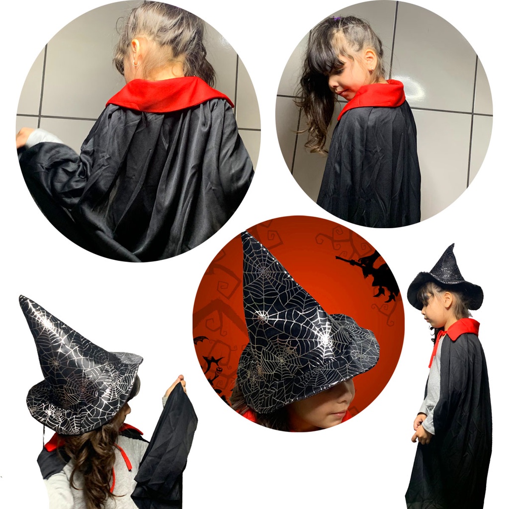 Fantasia Capa de Halloween Infantil Vermelha Unissex Vampiro