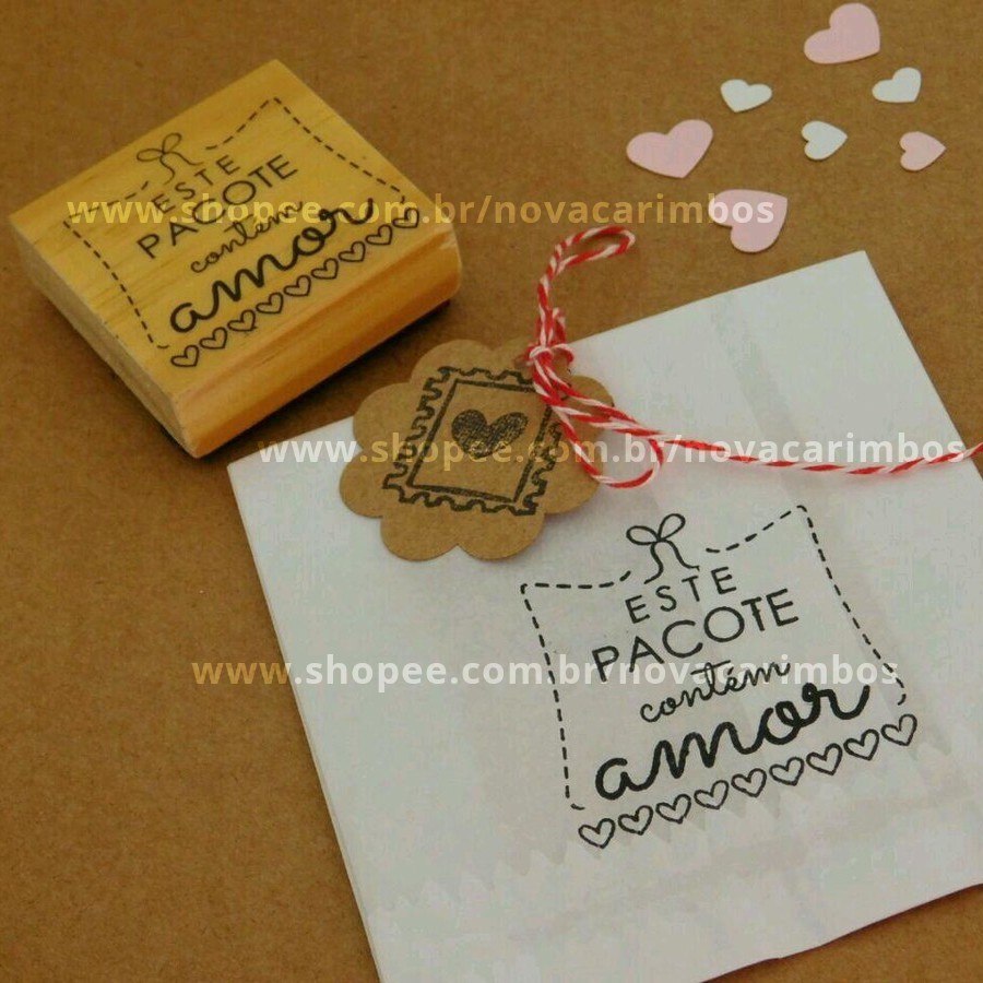 Carimbo Tag Este Pacote Contém Amor Tam Aprox 5x5cm Shopee Brasil 7106