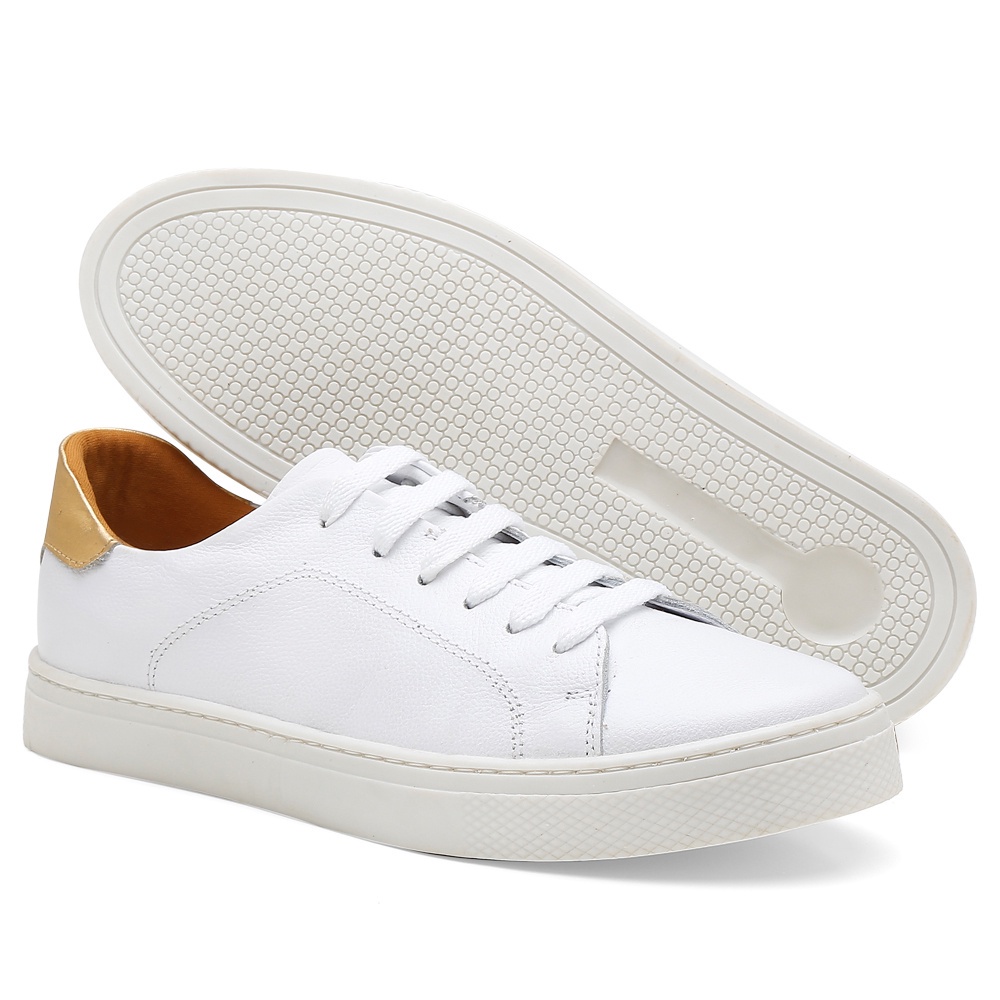 Tênis feminino branco store em couro confortável