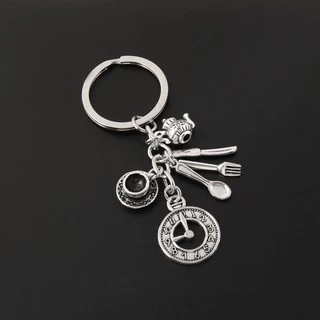 Utensílios De Cozinha Faca Colher Metal Alice No País Das Maravilhas Chaveiro Xícara De Café Bule Relógio Pingentes Para