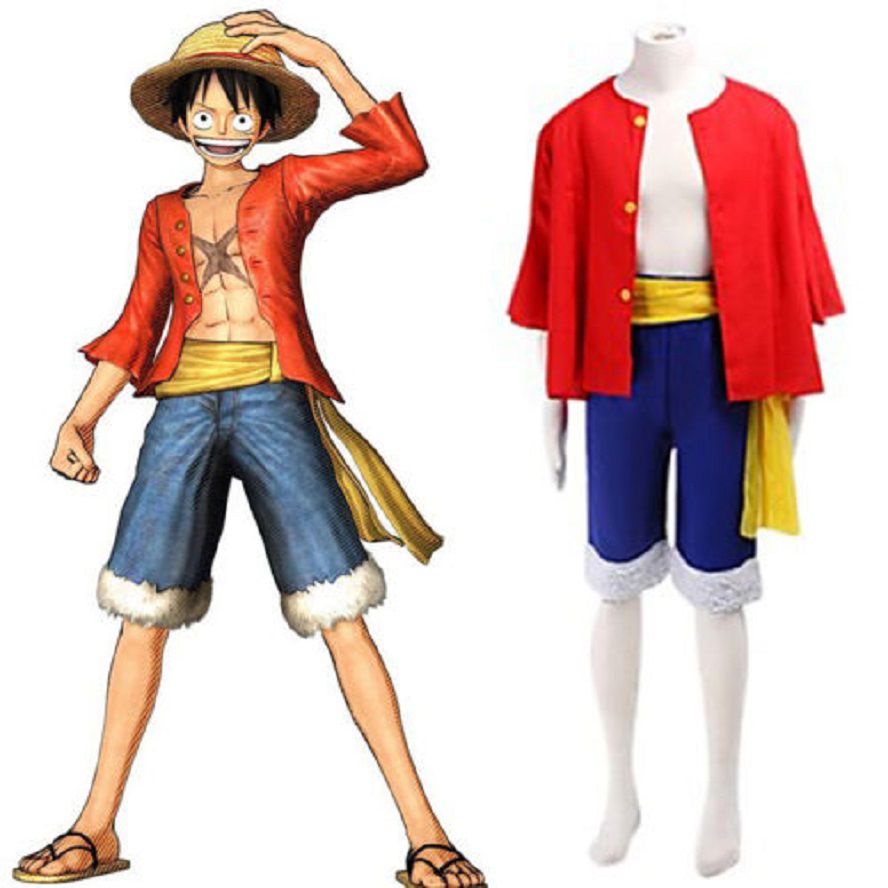 One Piece Monkey D. Luffy Fantasia Cosplay Com Chapéu Palha Conjunto  Sandálias Adullto Infantil Anime Roupas Luffy Conjunto Completo Traje  Halloween Festa Fantasias Masculino Feminina Terno