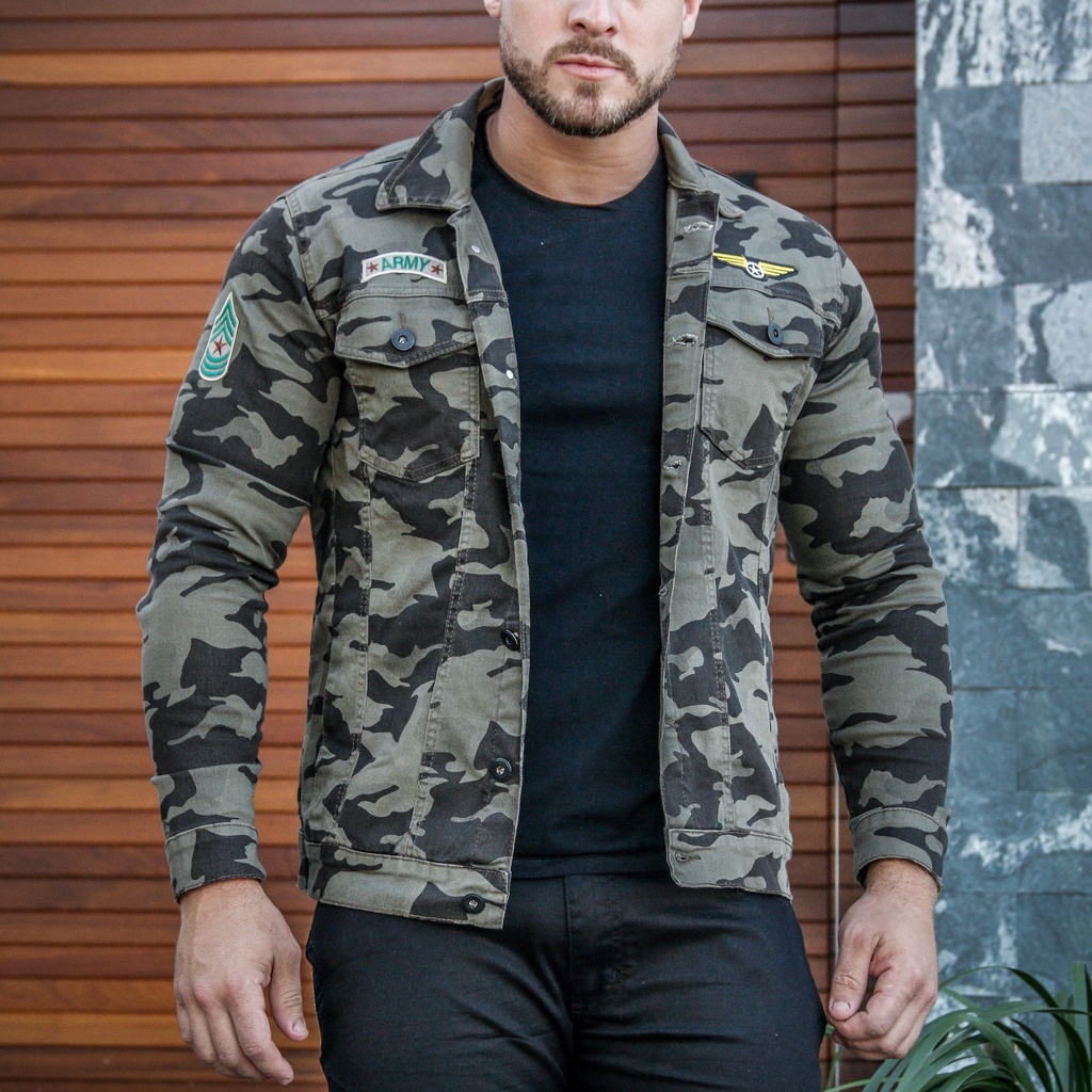 Jaqueta masculina best sale slim fit militar