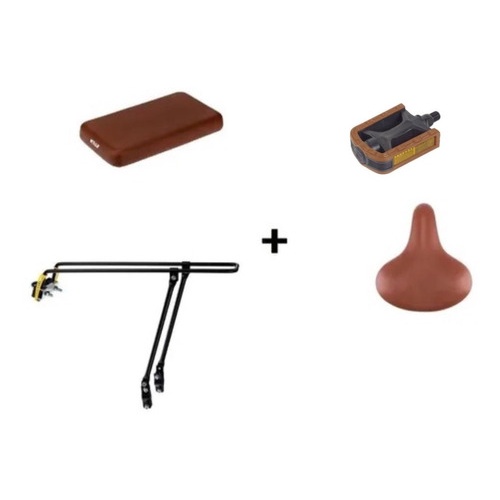 Kit Retro Vintage Bike Garupa + Bagageiro + Selim +pedal Par Shopee