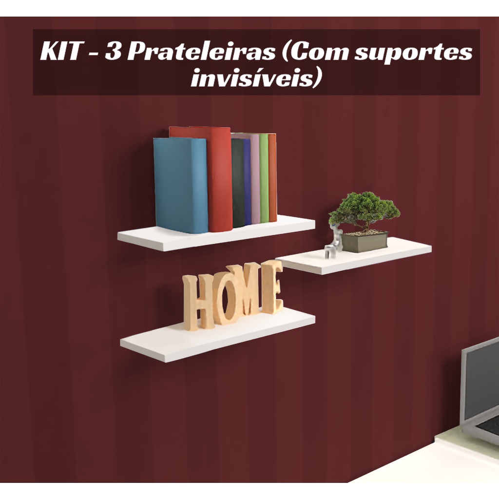 Prateleiras 40 x 15 - Com suporte Invisivel | Shopee Brasil