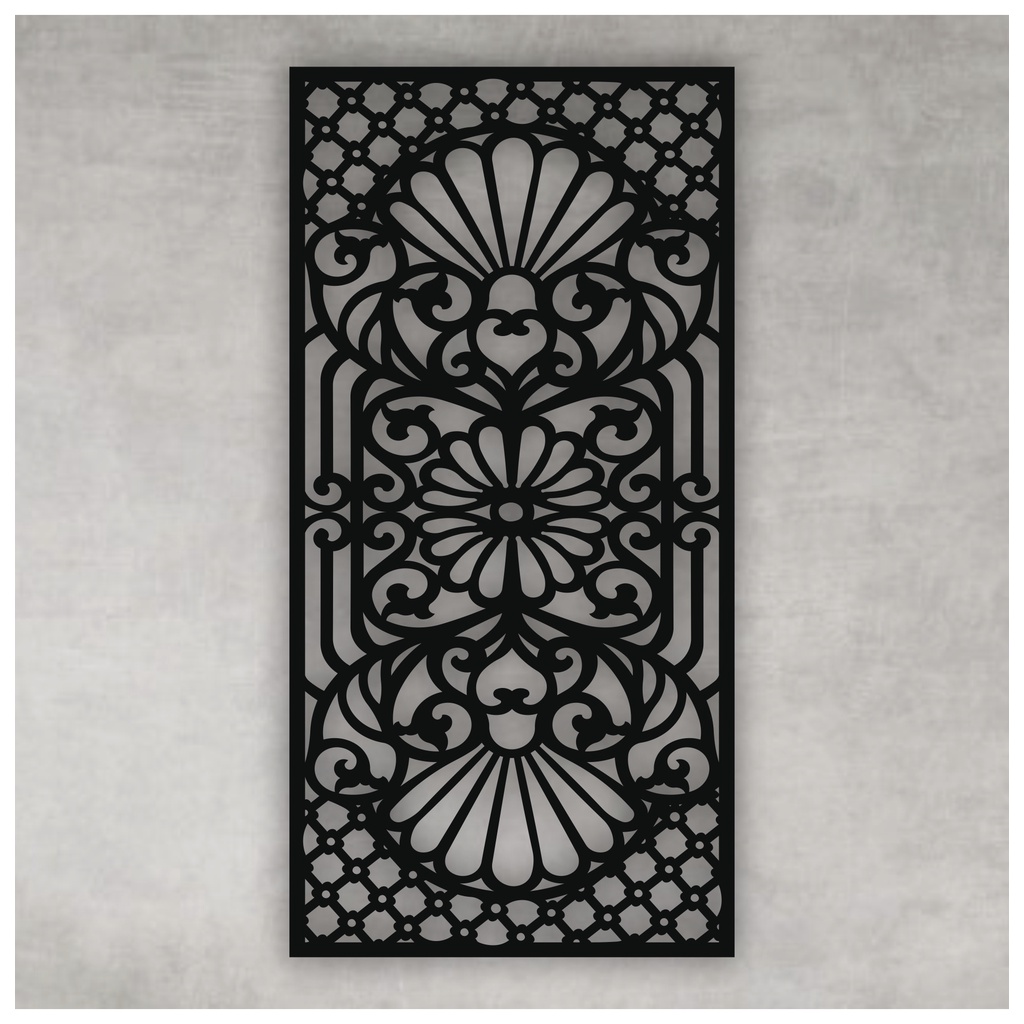 Quadro Decorativo Vazado Painel Geométrico 2 MDF Escultura de Parede MDF Preto