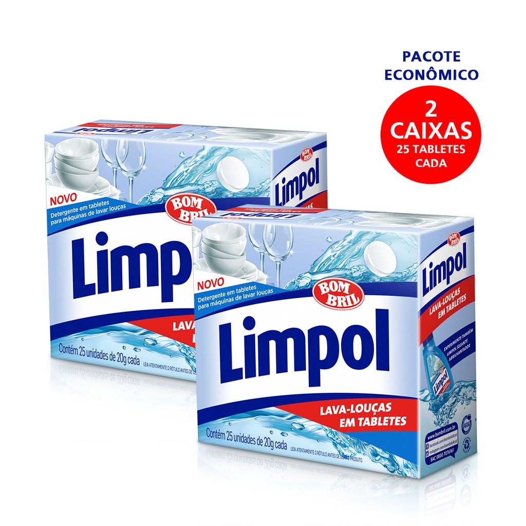 Pastilha Sabão para Máquina de Lavar Louça 2 Caixas Limpol | Shopee Brasil