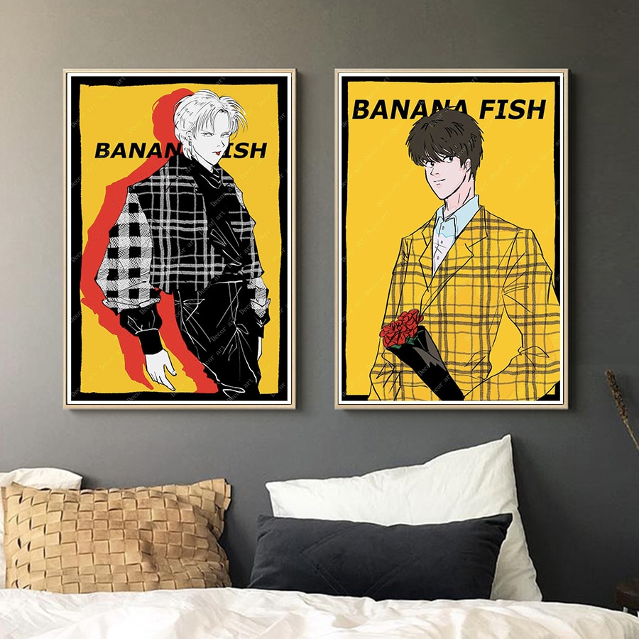 BANANA FISH Anime Retro Ash Lynx Posters HD Impressão e Pintura Wall Art  Canvas BL Cartoon