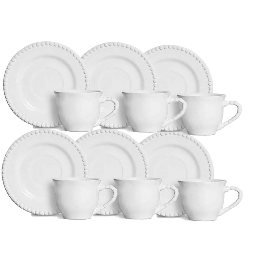 Conjunto 6 Xícara Chá 6 Pires Bolinnha Scalla 1° Linha Conjunto 6 Xícara Chá 6 Pires Bolinnha Scalla 1° Linha