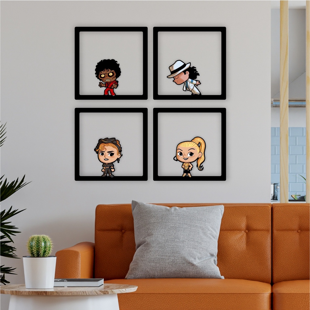 Quadro Cantores Personagem 3D MDF 16x16cm *Madonna *Michael Jackson *Elvis  Presley Cantor Artista