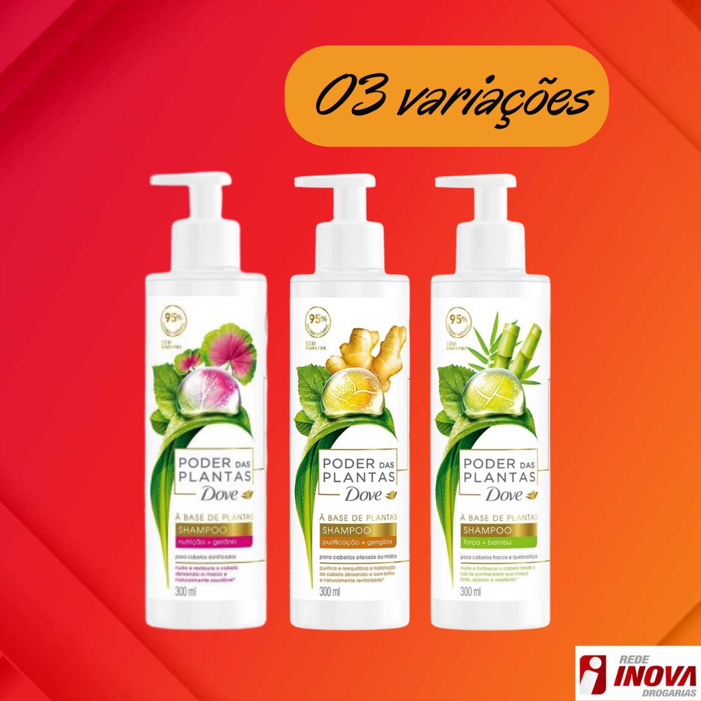 Shampoo Dove Poder das Plantas Nutrição + Gerânio com 300ml Novo ou