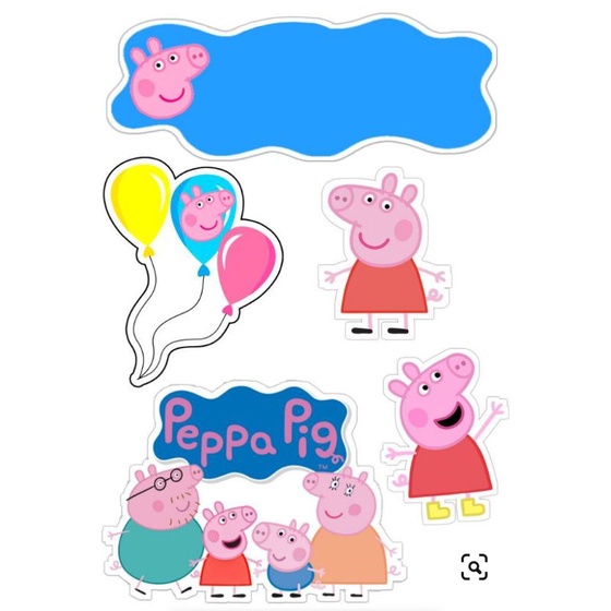 Topo Topper De Bolo Peppa Pig Ja No Palito Personalizado