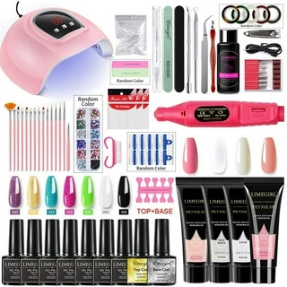LIMEGIRL Conjunto De Gel De Unhas Uv Lâmpada LED Elétrica De Perfuração Kit De Esmalte De Acrílico De Construção Rápida Desenho De Arte 15