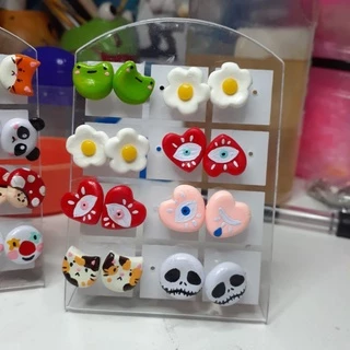 Brincos pequenos diversos fofos - harajuku/cute/kawaii/feito a mão