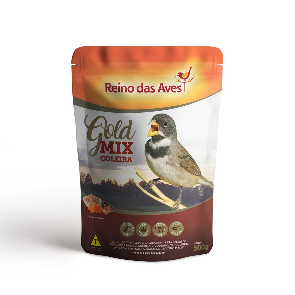 KIT COLEIRA GOLD MIX 500g 1un + EXTRA GOLD OVOS E MEL 500g 1un + RA CRIADOR 400g 1un - Reino das Aves