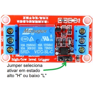 Placa Relé Relay estado ALTO e BAIXO por jumper OPTOACOPLADO modulo de ...