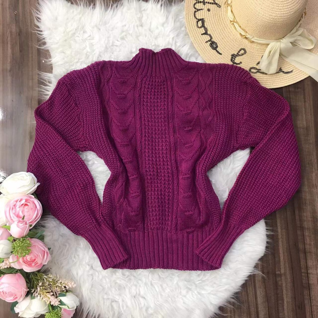 Blusa Suéter Tricô Manga Longa Feminina Inverno Shopee Brasil