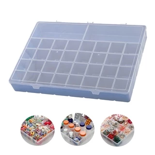 Caixa Organizador Box Plus c/ 34 Divisória Tampa Transparente Bijuteria Artesanato