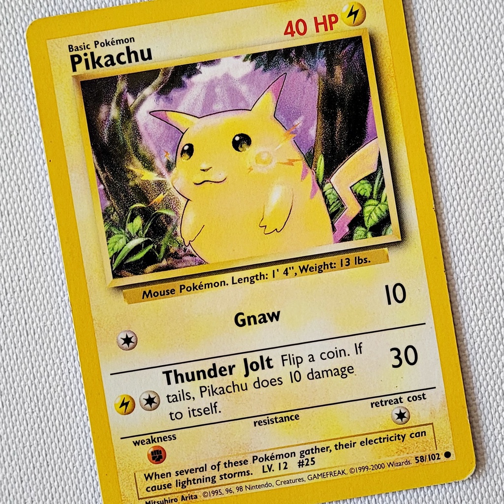Carta Antiga Pokemon Pikachu 58/102 Common 4th Print Base Set Original ...