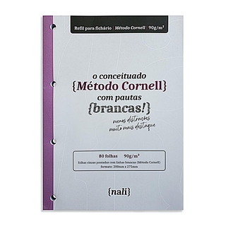 Bloco NALÍ Linhas Brancas p/ Fichário A4 90g/m2 c/ 80 Folhas - Método Cornell