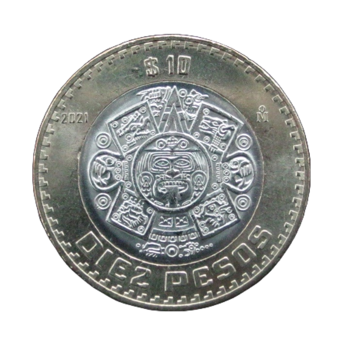 Moeda do México 10 pesos FC 2021 Bimetálica 28mm